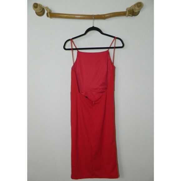 Lulu's Dress Red Never Look Back Red Backless Bodycon Midi Size Large - Picture 2 of 7